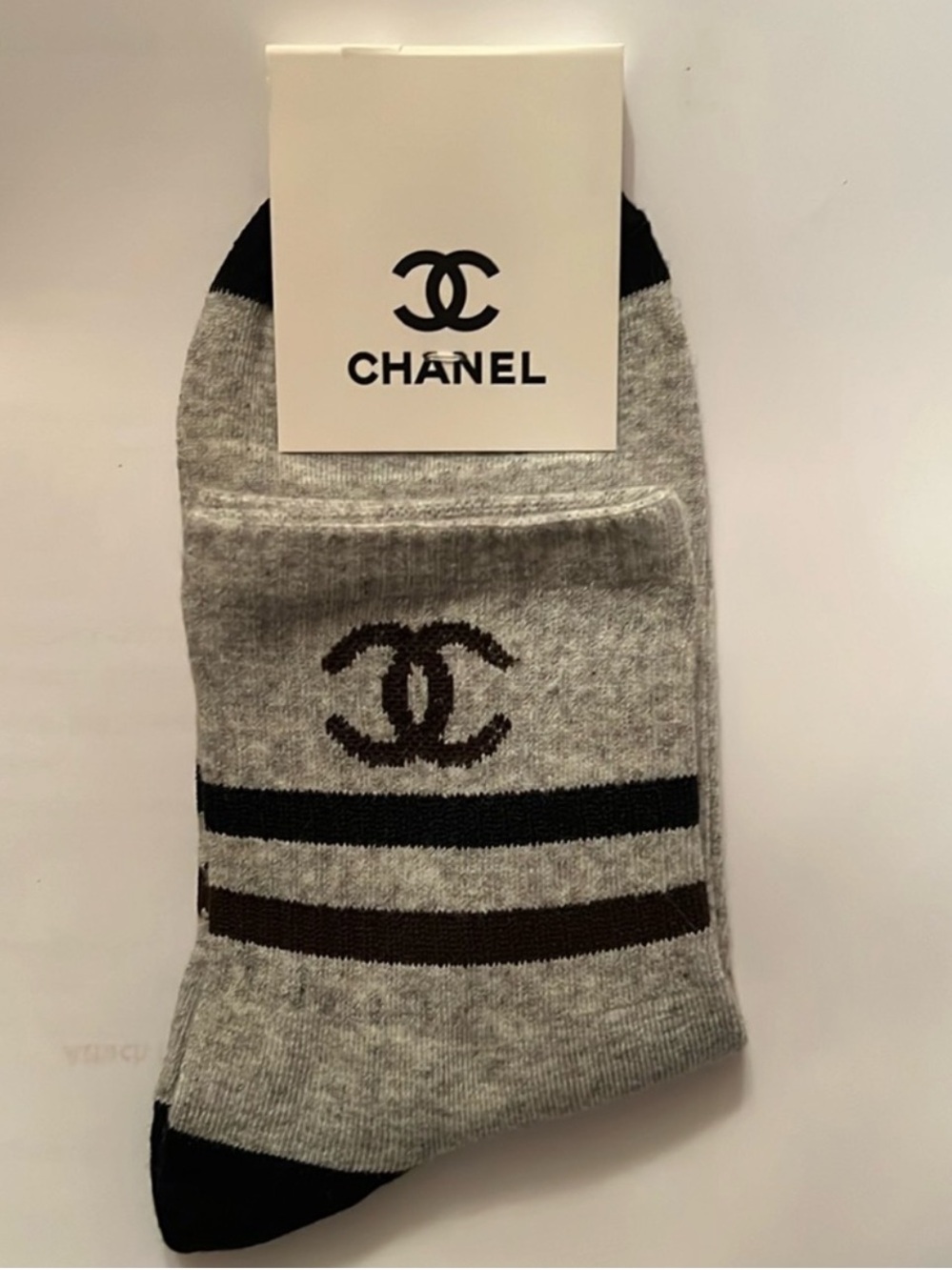 CHANEL Grey and Black Socks